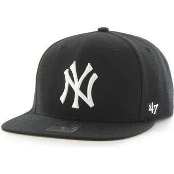 Gorra plana negra snapback lisa de MLB New York Yankees de 47 Brand