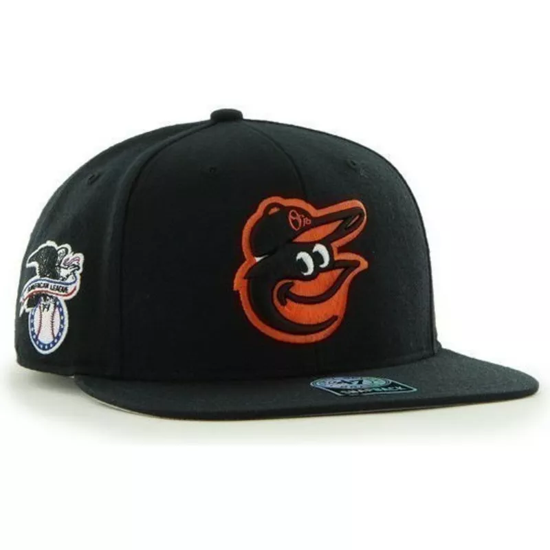 insalubre matrimonio visitante Gorra plana negra snapback lisa con logo lateral de MLB Baltimore Orioles  de 47 Brand: Caphunters.es