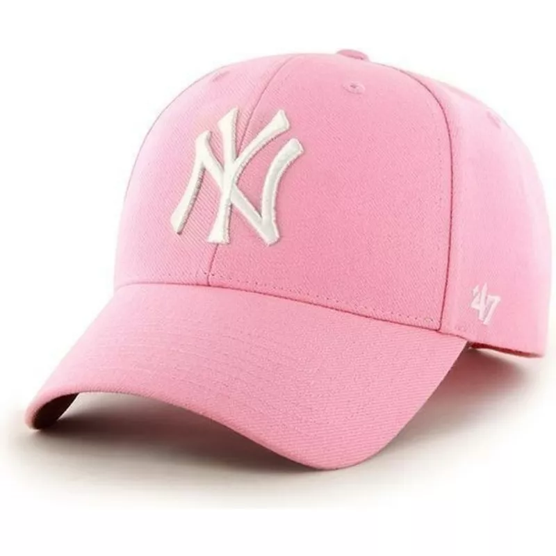 gorra-visera-curva-rosa-lisa-de-mlb-new-york-yankees-de-47-brand