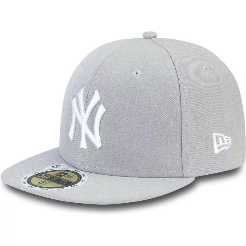 gorra-plana-gris-ajustada-con-logo-blanco-para-nino-59fifty-essential-de-new-york-yankees-mlb-de-new-era