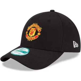 Gorra curva negra ajustable 9FORTY Essential de Manchester United Football Club de New Era